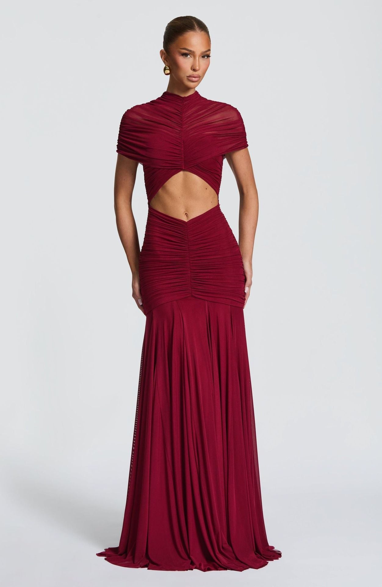 Damen Abendkleid Cut-Out-Design gefalteter Stoff Eveloria