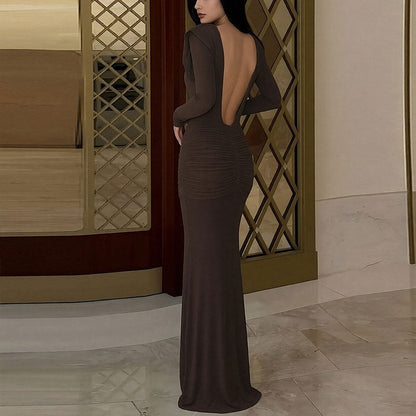 Damen Maxikleid mit Wickelausschnitt und Drapierung Eveloria