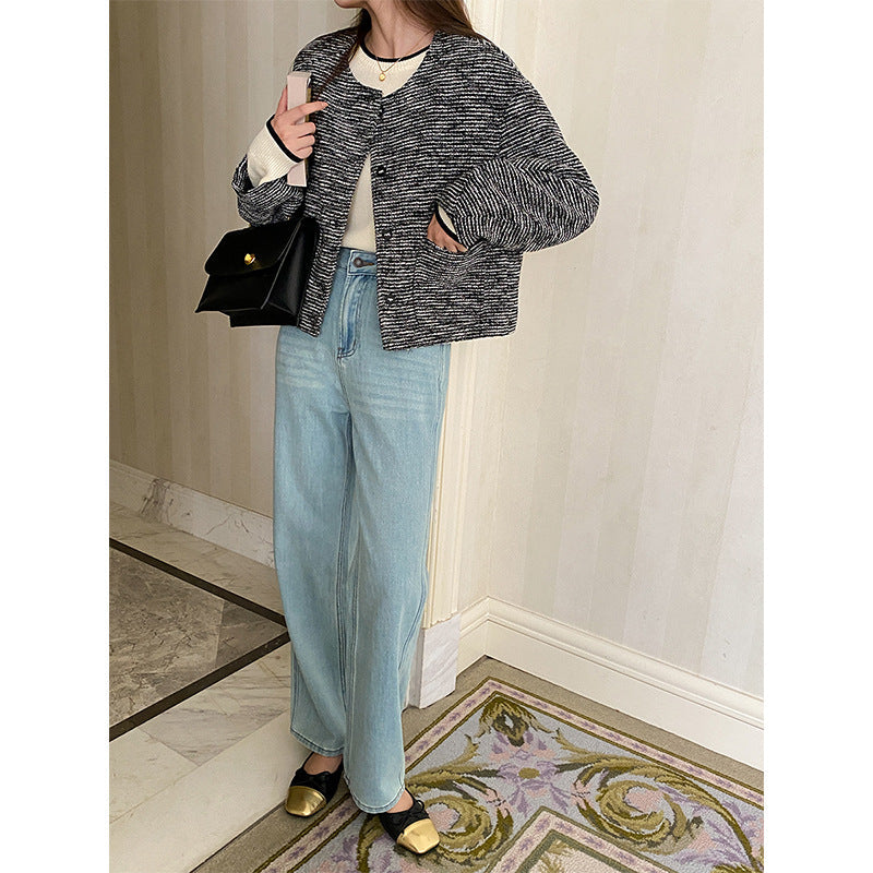 Damen Jacke Eveloria Feine Textur Knöpfe