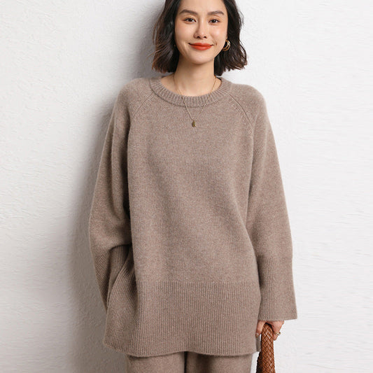 Damen Grobstrickpullover Weitgeschnitten Voluminöse Ärmel Eveloria - Eveloria