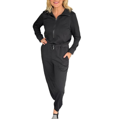 Damen Jumpsuit Stehkragen Taschen Eveloria