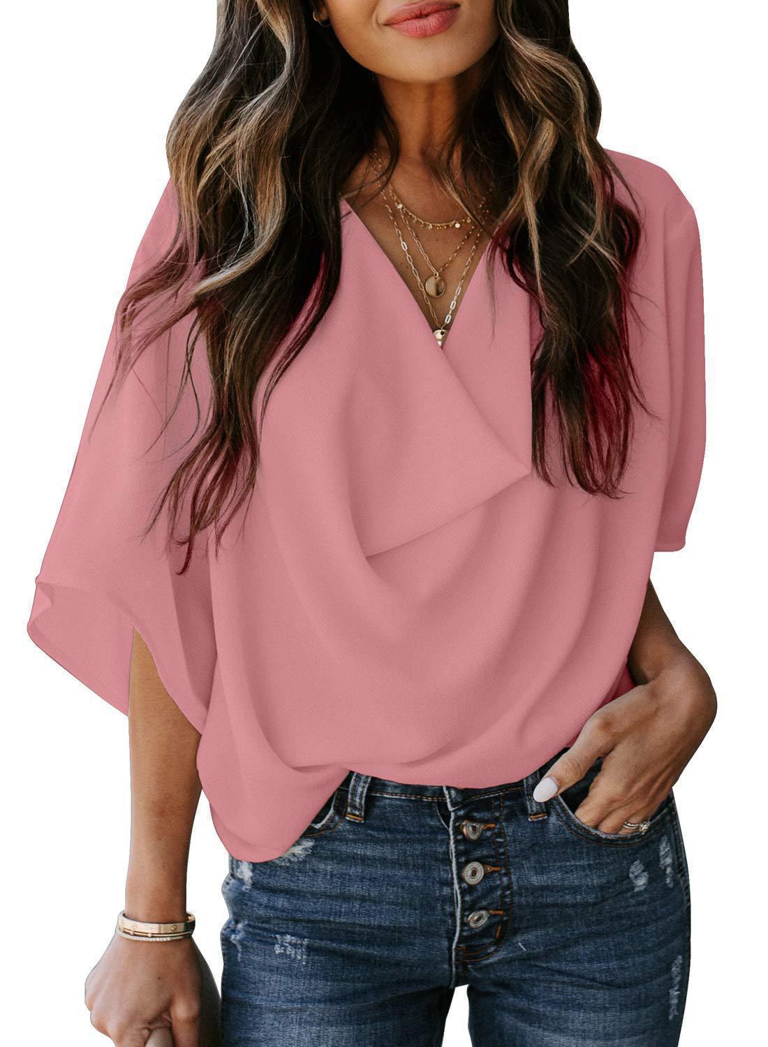 Damen Chiffonhemd V-Ausschnitt