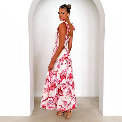 Damen Maxikleid Rüschendesign Fließend Eveloria