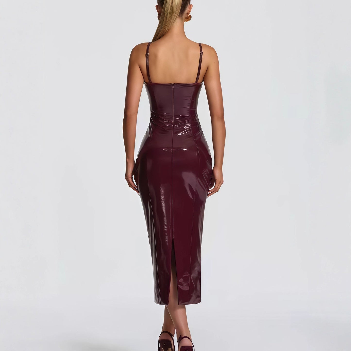 Damen Trägerloses Bodycon-Kleid Glänzend Eveloria