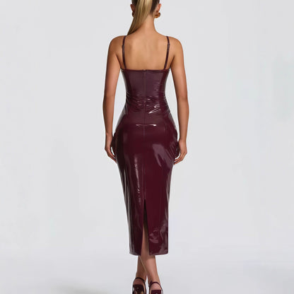 Damen Trägerloses Bodycon-Kleid Glänzend Eveloria