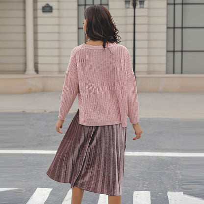 Damen Strickpullover Lässig Modisches Strickmuster Eveloria
