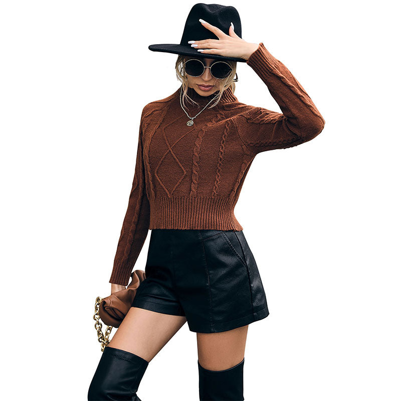 Damen Strickpullover Lässiger Schnitt Zopfmuster