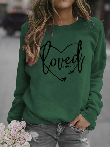 Damen Sweatshirt Herz-Aufdruck Inspirierend Grau Eveloria