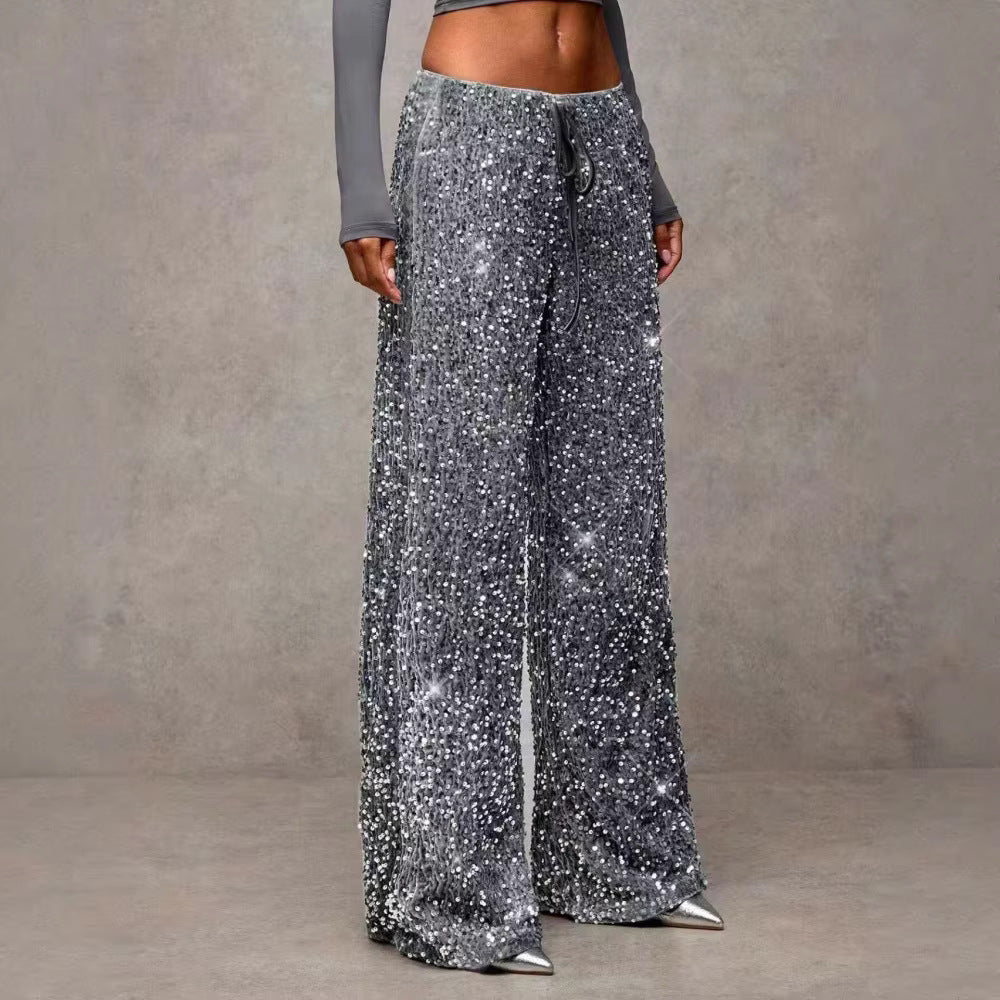 Damen Palazzohose Paillettenbesatz Eveloria