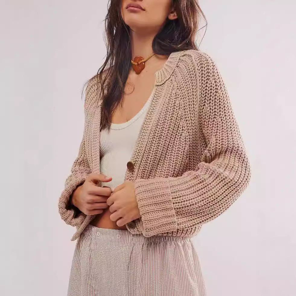 Damen Strickcardigan Lässig Überschnittene Schultern Knopfdetails