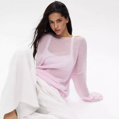 Damen Strickpullover Weites Design Luftiger Look Eveloria