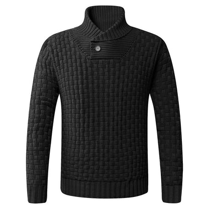 Herren Pullover aus Wolle mit Schalkragen und Knöpfen