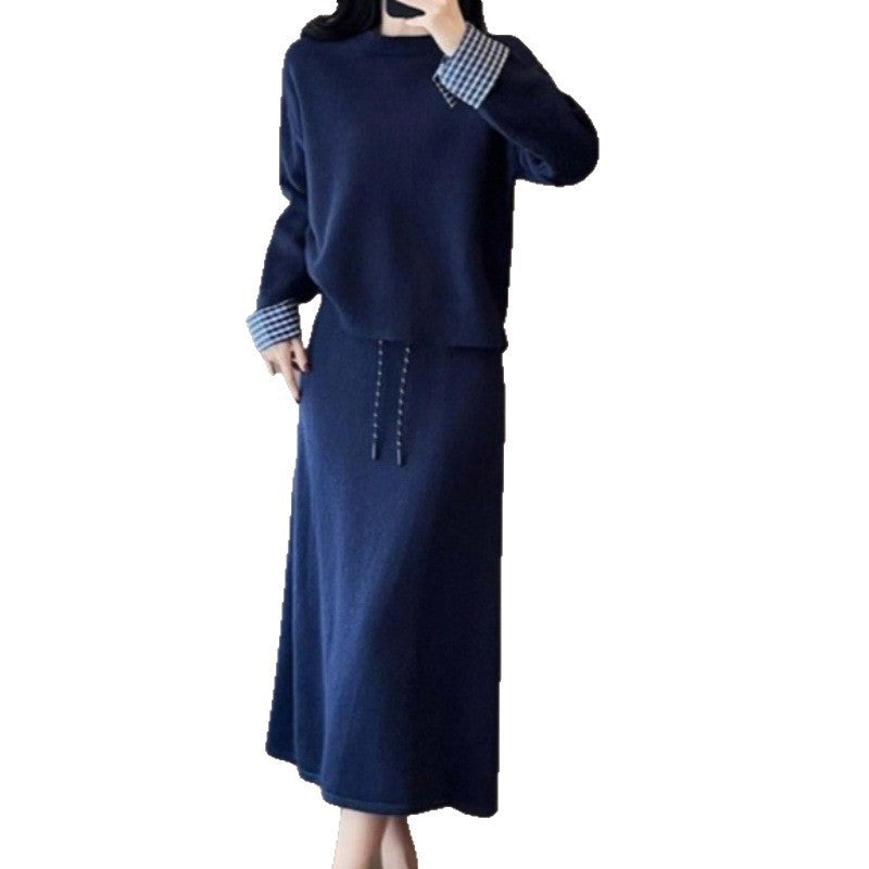 Damen Strickkleid mit Abnehmbarem Kragen und Tunnelzug Eveloria