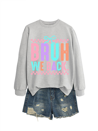 Damen Sweatshirt Bequem Fröhlicher Druck Grau Eveloria