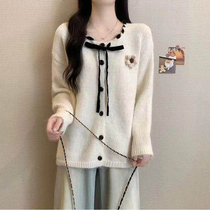 Damen Cardigan Kuschelig Mit Kragen Und Knöpfen Grau