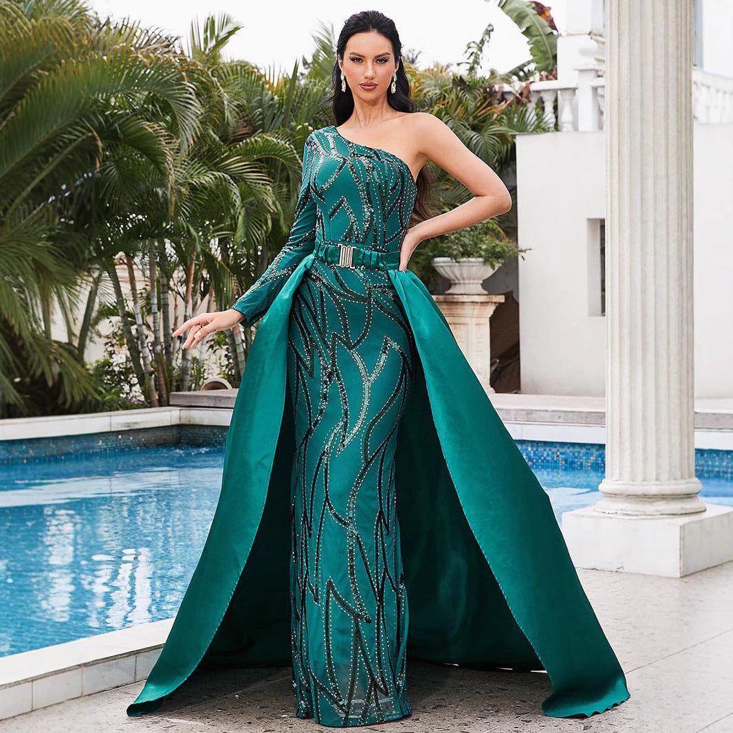 Damen Abendkleid Schwingrock Glitzerdetails Eveloria