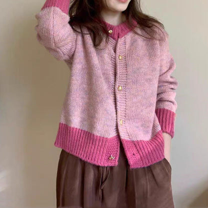 Damen Strickjacke Kunstvolles Muster Farbige Akzente Eveloria