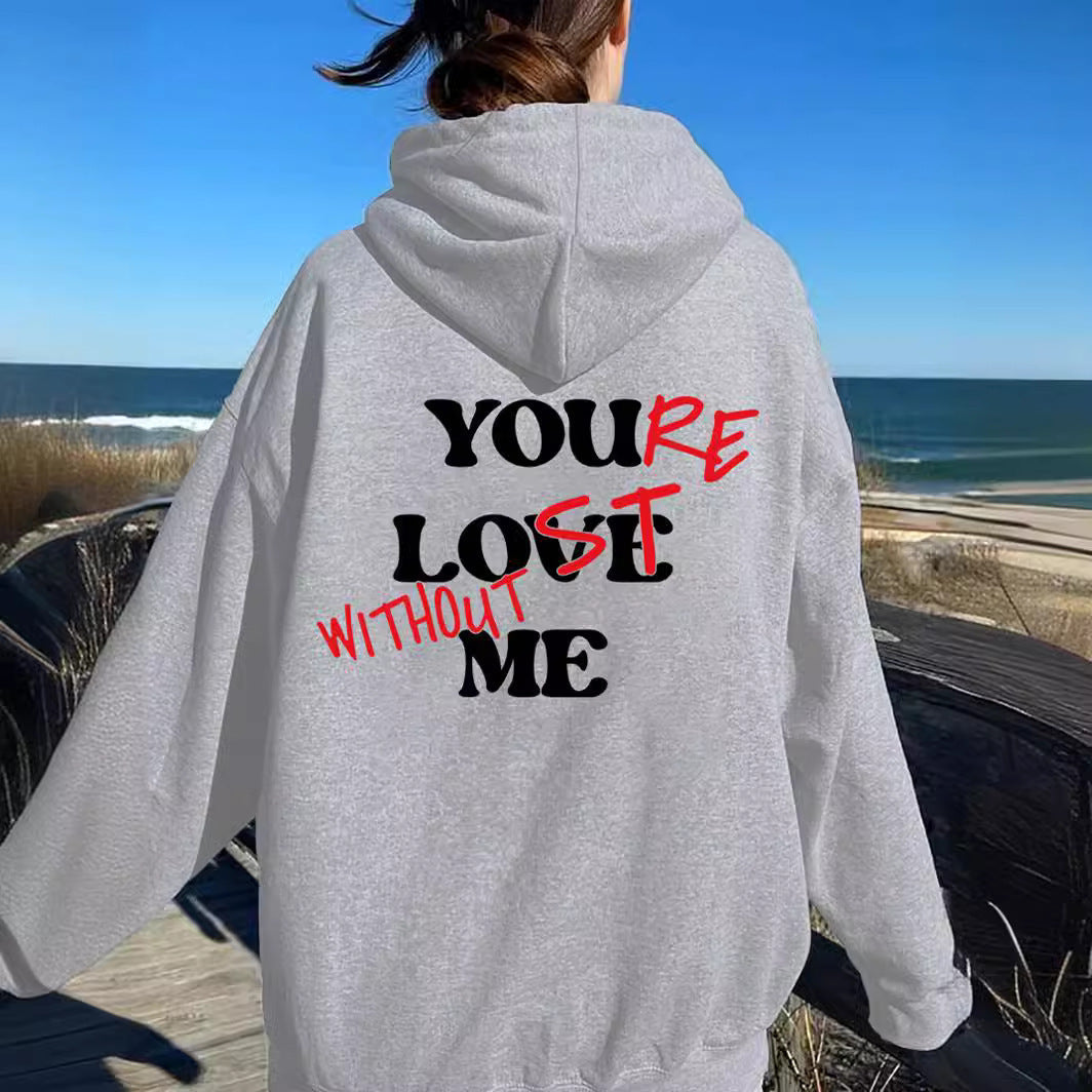 Damen Oversized Kapuzensweater Inspirierender Aufdruck