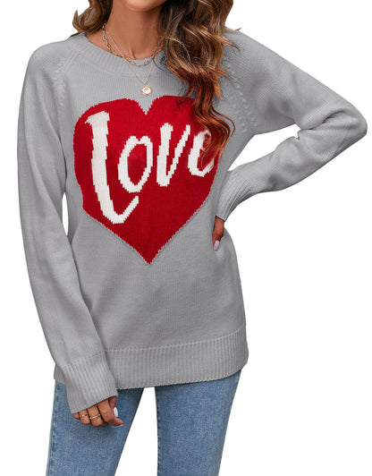Damen Strickpullover Herz-Design Eveloria
