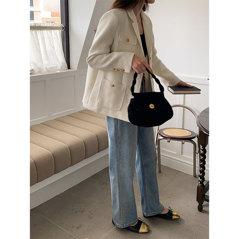 Damen Boucle Blazerjacke mit Taschen Eveloria