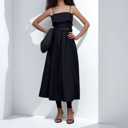 Damen Maxikleid Träger Tailliert Eveloria