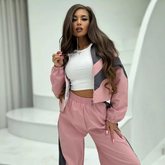 Damen Sportanzug Modernes Design Grafische Details Schwarz - Eveloria