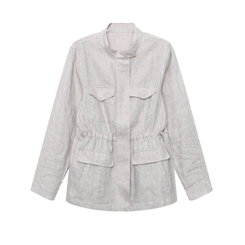Damen Utility-Jacke Lässig Hochtaschen Rundnaht Eveloria