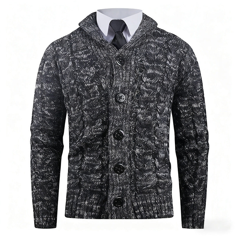 Herren Strickcardigan Zopfmuster Eleganter Schalkragen Bequem