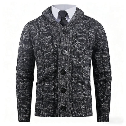 Herren Strickcardigan Zopfmuster Eleganter Schalkragen Bequem