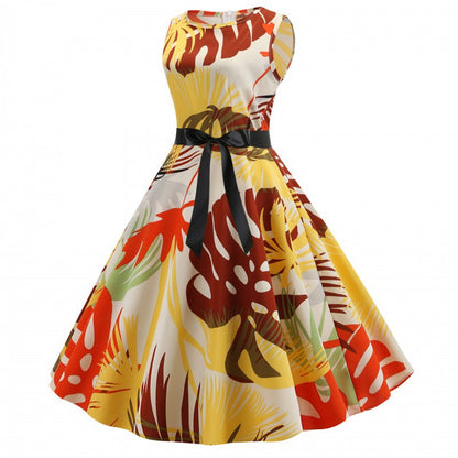 Damen Swingkleid Floralmuster Tailliert Eveloria