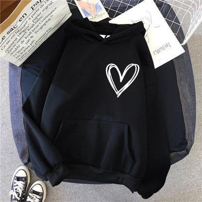 Damen Kapuzenpullover Herzmotiv Eveloria
