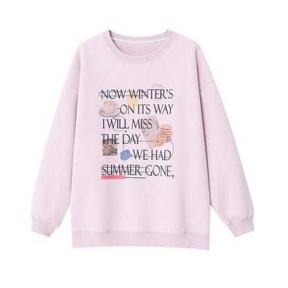 Damen Sweatshirt Lässiger Schnitt Kreativer Druck Grau Eveloria