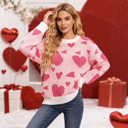 Damen Pullover Herzmotive Eveloria
