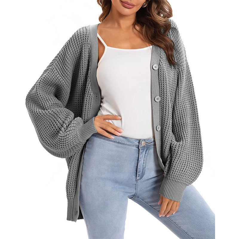 Damen Grobstrick-Cardigan Lässiger Schnitt Eveloria