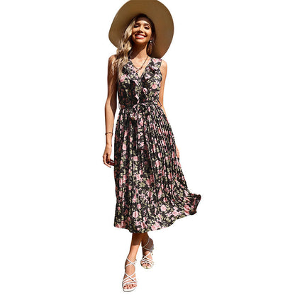 Damen Maxikleid Floralmuster Schwingrock Eveloria