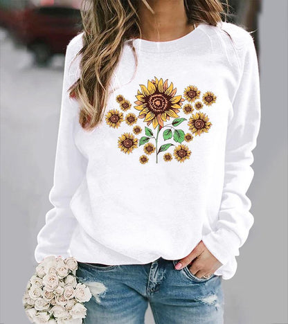 Damen Sweatshirt Floralmotiv Bequem Grün