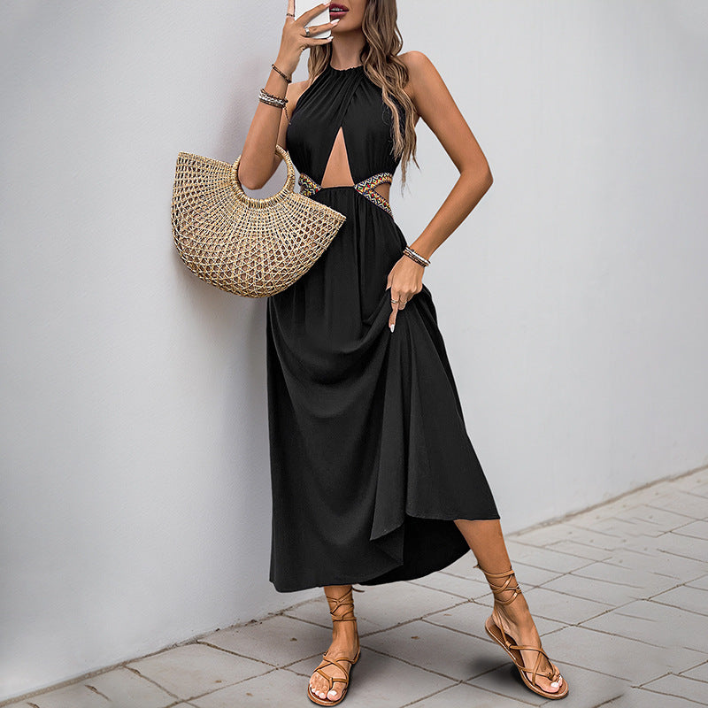 Damen Maxikleid Raffungen Cut-Out-Details Eveloria
