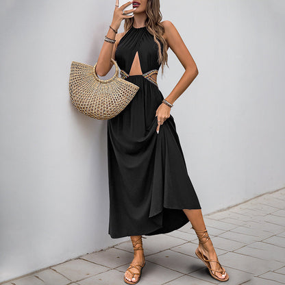 Damen Maxikleid Raffungen Cut-Out-Details Eveloria