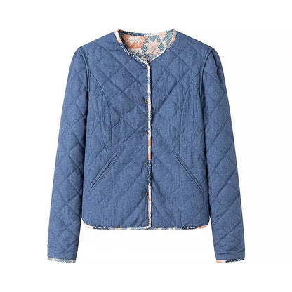 Damen Steppjacke Floralmuster Praktische Taschen Eveloria