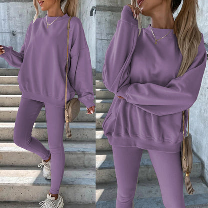 Damen Oversized Sweatshirt Set mit Leggings Grau Eveloria