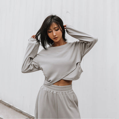 Damen Sweatshirt Set Cropped Jogginghose Eveloria