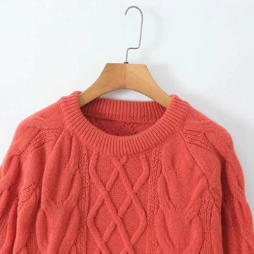Damen Pullover Strick Zopfmuster Eveloria