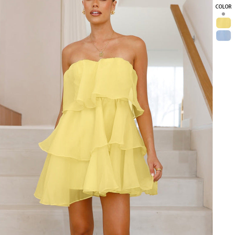 Damen Volantkleid Leichtes Chiffon Eveloria - Eveloria