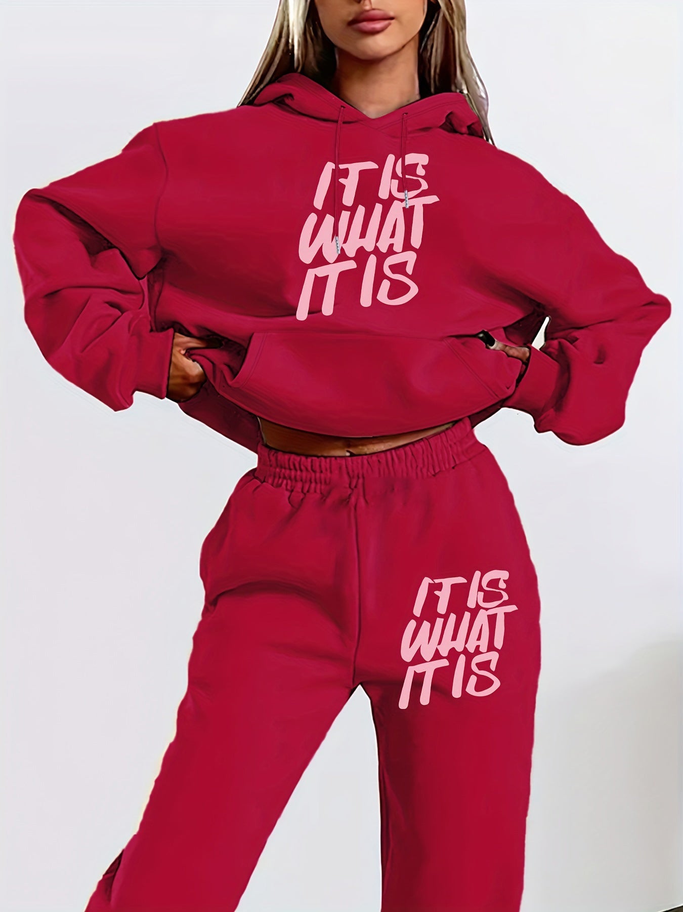 Damen Jogginganzug Statement-Print Lässiger Schnitt