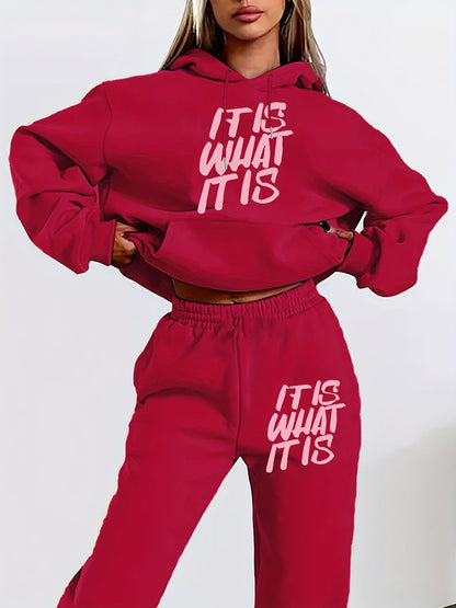 Damen Jogginganzug Statement-Print Lässiger Schnitt