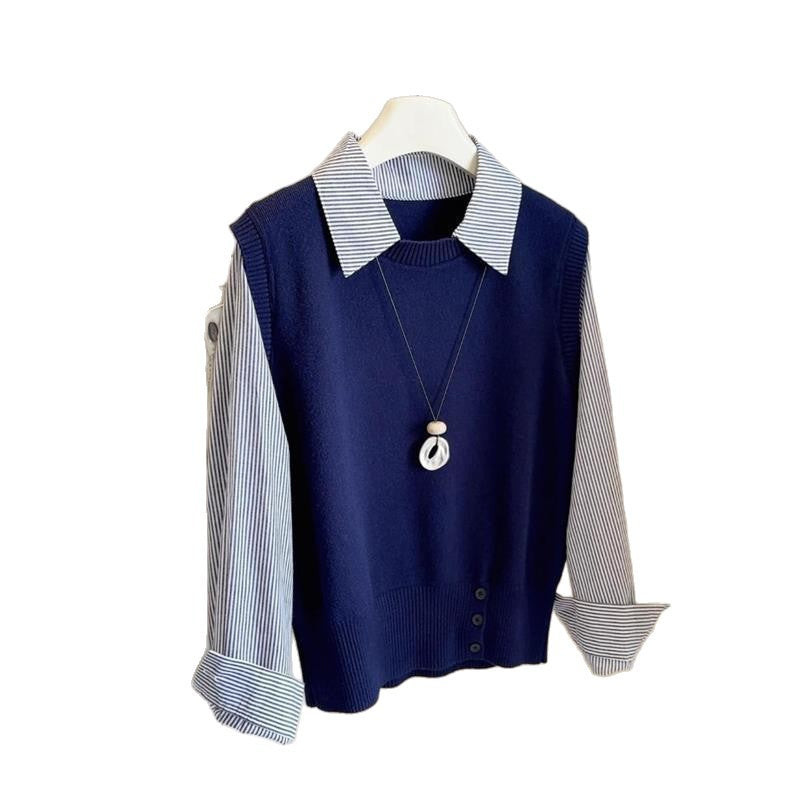 Damen Pullover Hemdkragen Eveloria