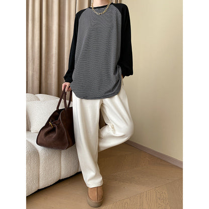 Damen Sweatshirt Gestreift Lässig Eveloria