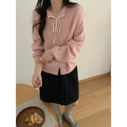 Damen Cardigan mit Kordelzug und Knöpfen