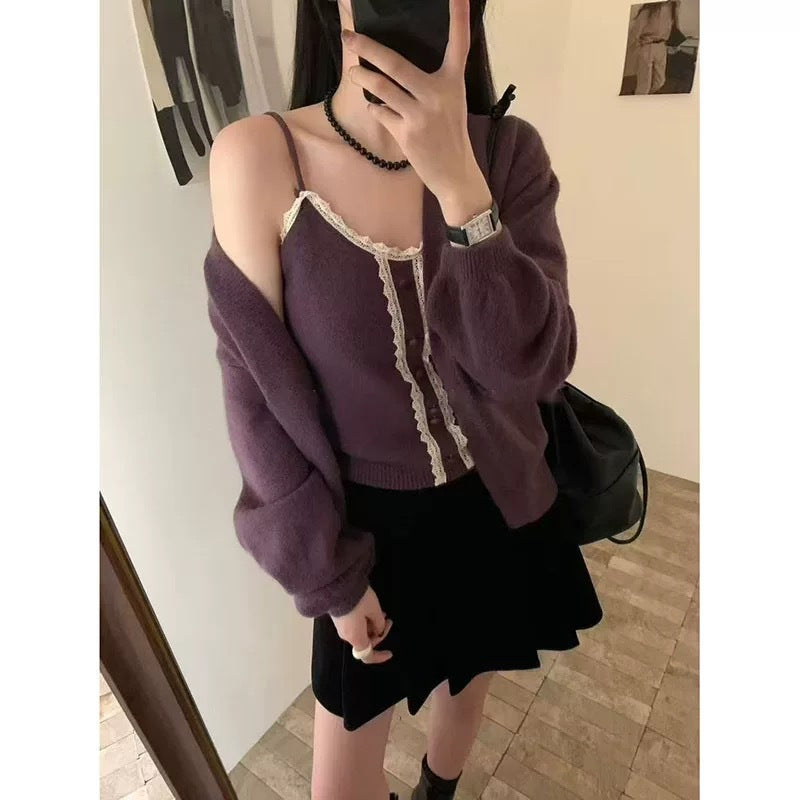 Damen Strickshirt Spitzenbesatz Lässiger Schnitt Weiße Eveloria