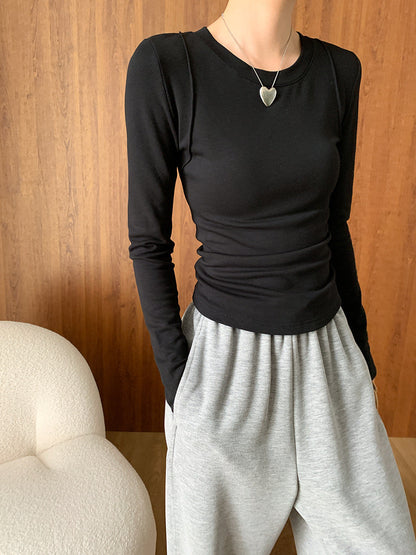 Damen Langarmshirt Figurbetont Weich Grün Eveloria